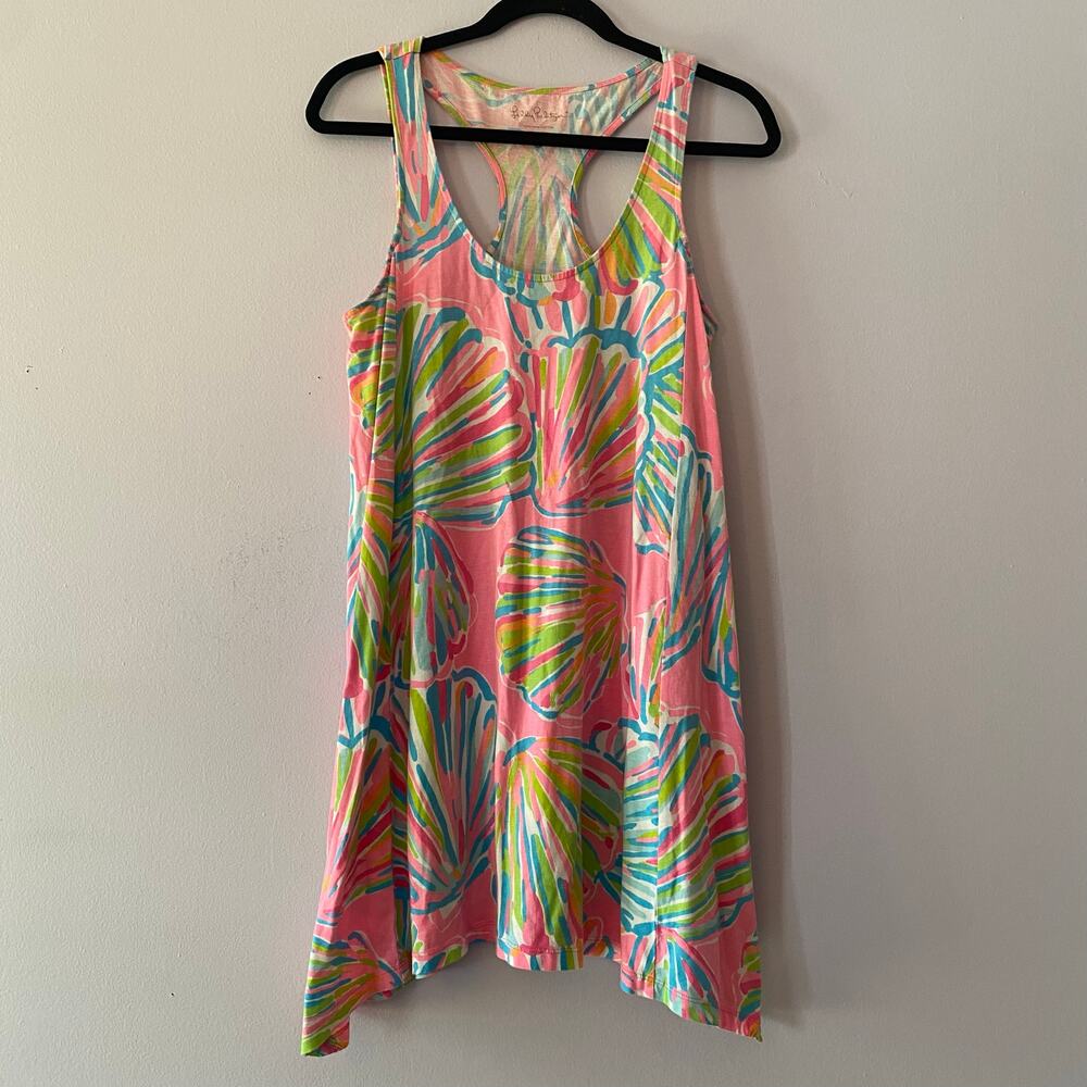 Lilly Pulitzer Pink Colorful Shell Cotton Sleeveless Mini Dress Preppy Small